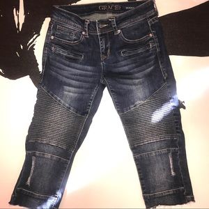 Grace | Skinny Medium Blue Denim Shorts